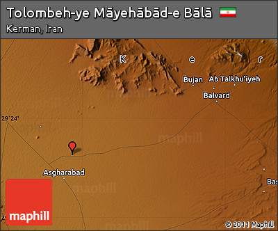 Physical Map of Tolombeh-ye Māyehābād-e Bālā