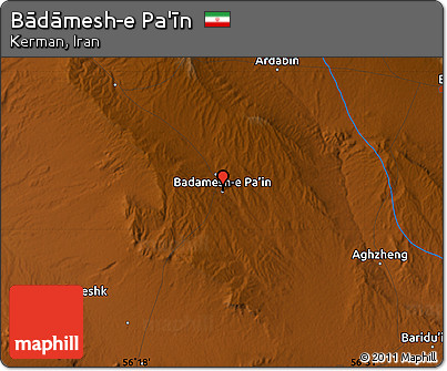 Physical Map of Bādāmesh-e Pa'īn