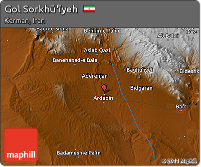 Physical Map of Gol Sorkhū'īyeh