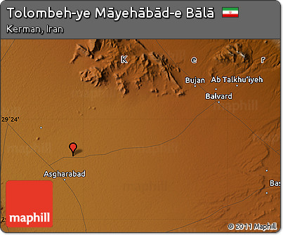 Physical Map of Tolombeh-ye Māyehābād-e Bālā