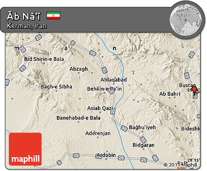 Shaded Relief Map of Āb Nā'ī