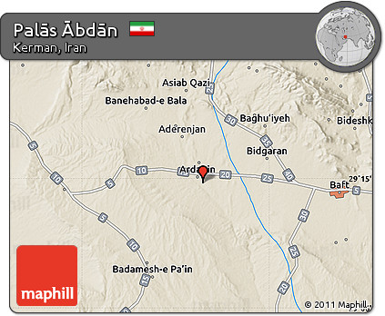 Shaded Relief Map of Palās Ābdān