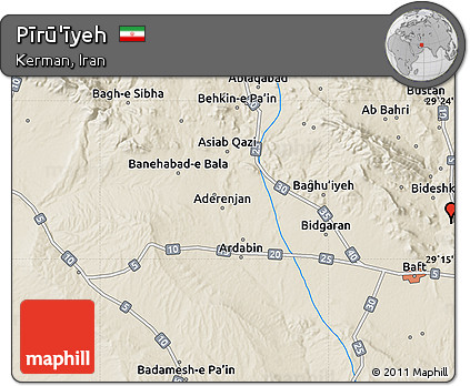 Shaded Relief Map of Pīrū'īyeh