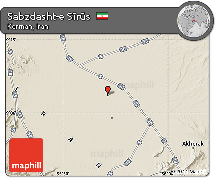 Shaded Relief Map of Sabzdasht-e Sīrūs