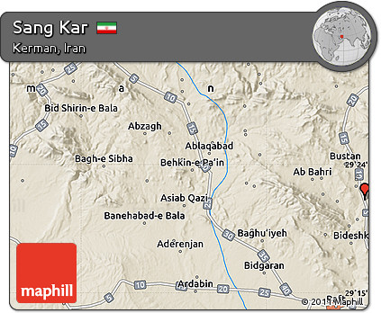 Shaded Relief Map of Sang Kar