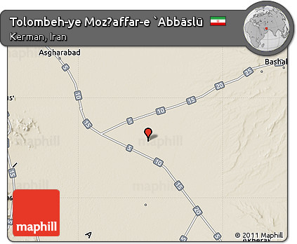 Shaded Relief Map of Tolombeh-ye Moz̧affar-e `Abbāslū