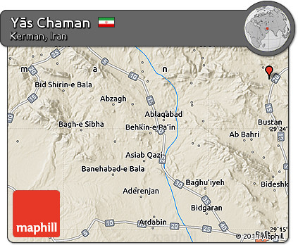 Shaded Relief Map of Yās Chaman