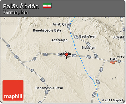 Shaded Relief Map of Palās Ābdān