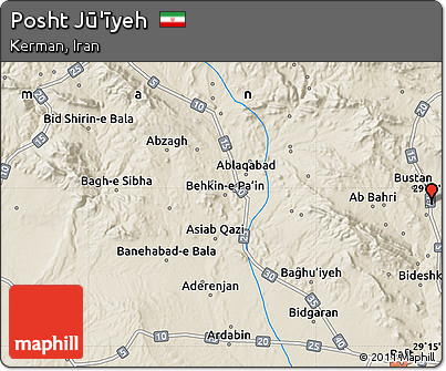 Shaded Relief Map of Posht Jū'īyeh
