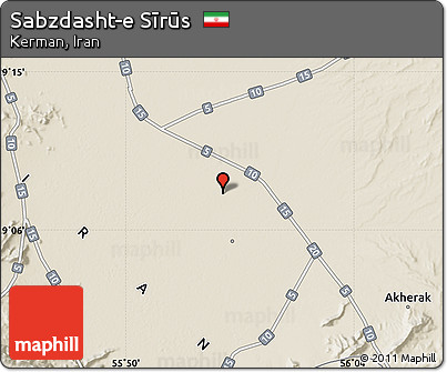 Shaded Relief Map of Sabzdasht-e Sīrūs