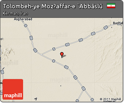 Shaded Relief Map of Tolombeh-ye Moz̧affar-e `Abbāslū