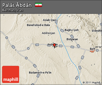 Shaded Relief Map of Palās Ābdān
