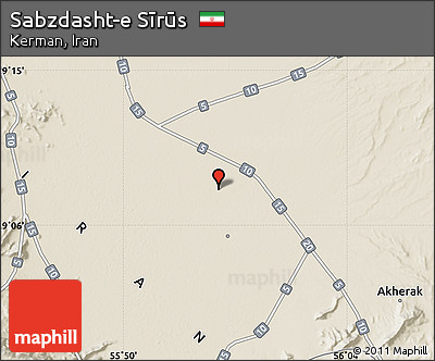Shaded Relief Map of Sabzdasht-e Sīrūs
