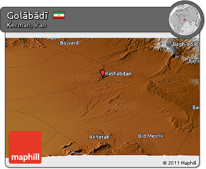 Physical Panoramic Map of Golābādī