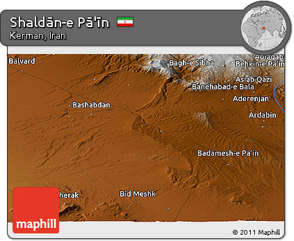 Physical Panoramic Map of Shaldān-e Pā'īn