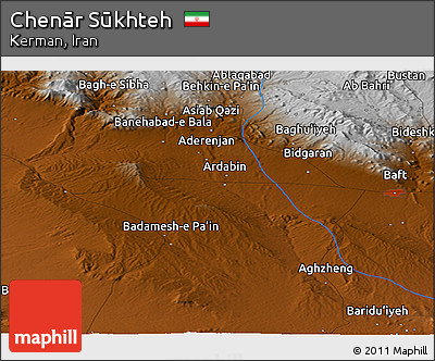Physical Panoramic Map of Chenār Sūkhteh