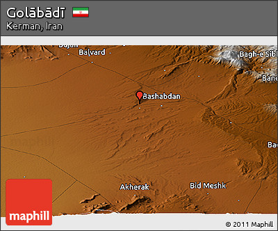 Physical Panoramic Map of Golābādī