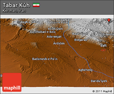 Physical Panoramic Map of Tabar Kūh