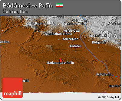 Physical Panoramic Map of Bādāmesh-e Pa'īn
