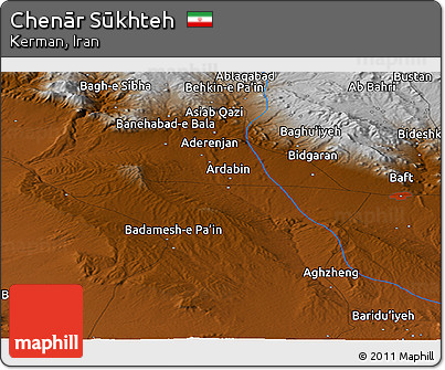 Physical Panoramic Map of Chenār Sūkhteh