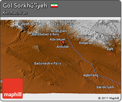 Physical Panoramic Map of Gol Sorkhū'īyeh
