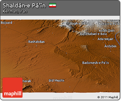 Physical Panoramic Map of Shaldān-e Pā'īn
