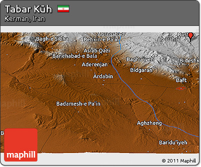 Physical Panoramic Map of Tabar Kūh