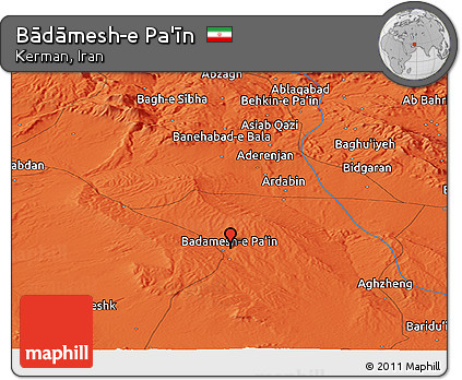 Political Panoramic Map of Bādāmesh-e Pa'īn