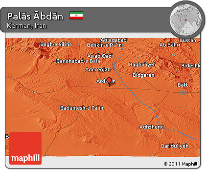Political Panoramic Map of Palās Ābdān