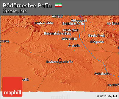 Political Panoramic Map of Bādāmesh-e Pa'īn