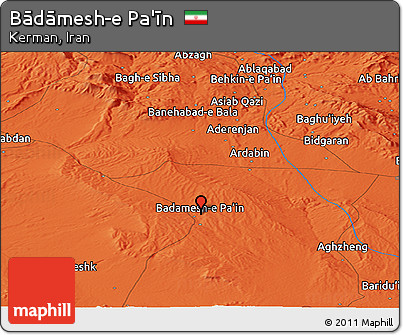 Political Panoramic Map of Bādāmesh-e Pa'īn