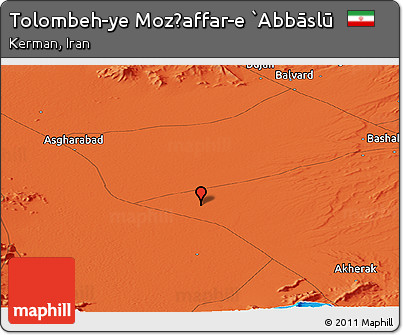 Political Panoramic Map of Tolombeh-ye Moz̧affar-e `Abbāslū