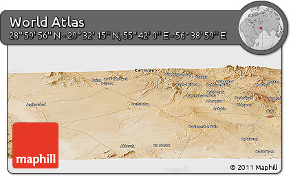 Satellite Panoramic Map of the Area around 29° 16' 6" N, 56° 10' 29" E