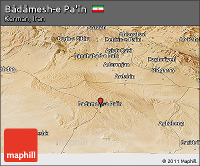 Satellite Panoramic Map of Bādāmesh-e Pa'īn