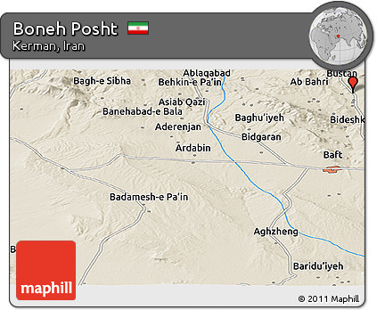 Shaded Relief Panoramic Map of Boneh Posht