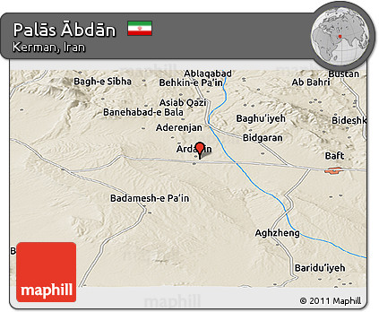 Shaded Relief Panoramic Map of Palās Ābdān