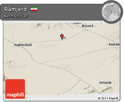 Shaded Relief Panoramic Map of Rāmjerd