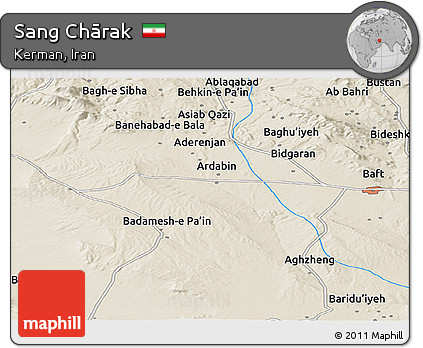 Shaded Relief Panoramic Map of Sang Chārak