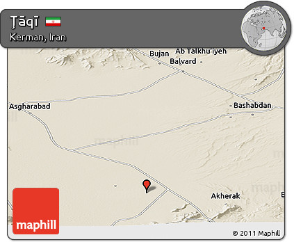 Shaded Relief Panoramic Map of Ţāqī