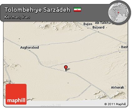Shaded Relief Panoramic Map of Tolombeh-ye Sarzādeh