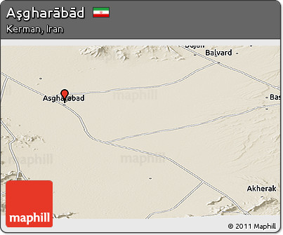 Shaded Relief Panoramic Map of Aşgharābād