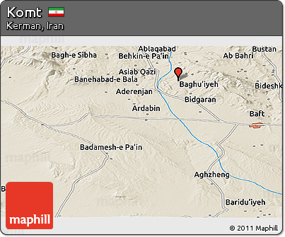 Shaded Relief Panoramic Map of Komt