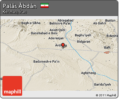 Shaded Relief Panoramic Map of Palās Ābdān