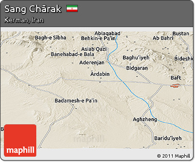 Shaded Relief Panoramic Map of Sang Chārak