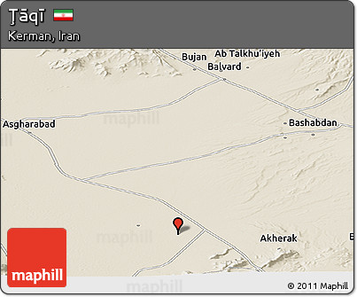 Shaded Relief Panoramic Map of Ţāqī