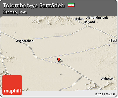Shaded Relief Panoramic Map of Tolombeh-ye Sarzādeh