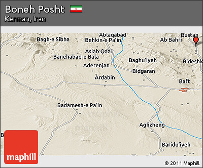 Shaded Relief Panoramic Map of Boneh Posht