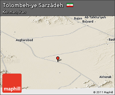 Shaded Relief Panoramic Map of Tolombeh-ye Sarzādeh