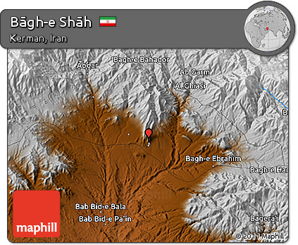 Physical 3D Map of Bāgh-e Shāh
