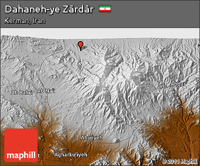Physical 3D Map of Dahaneh-ye Zārdār